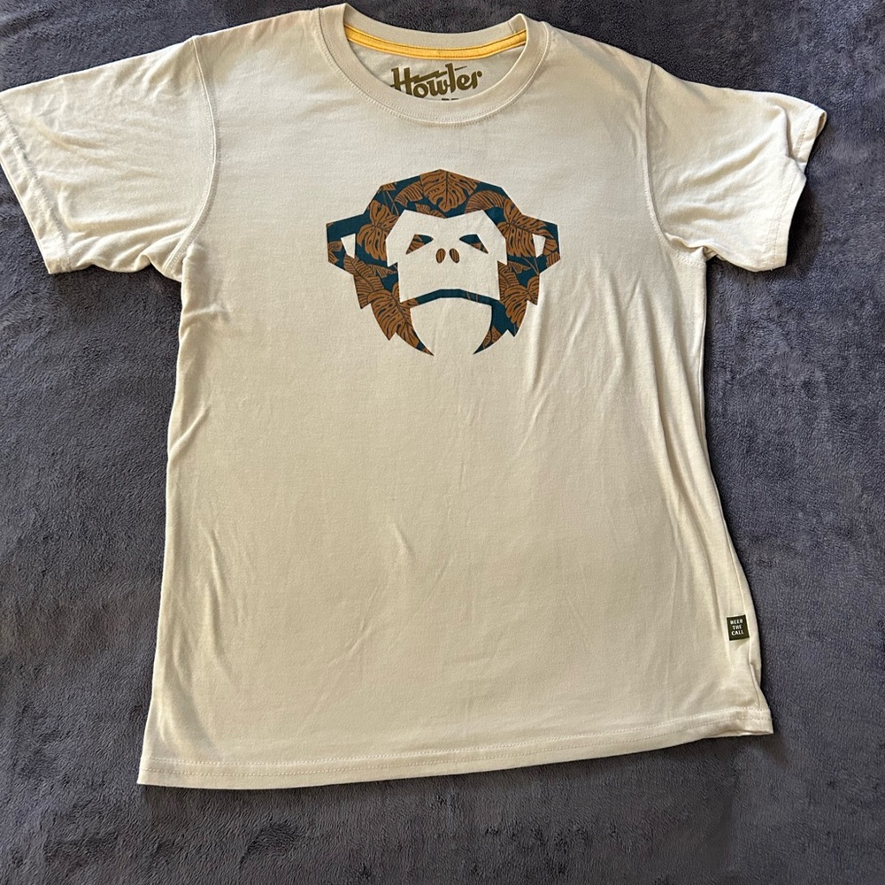 Howler Brothers Cream Tee with Brown & Teal Monkey Graphic